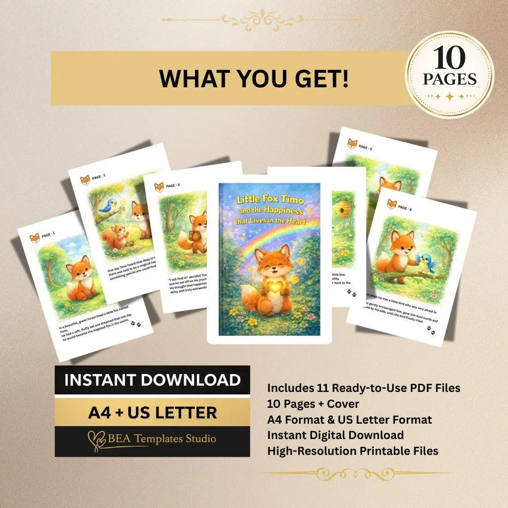Little Fox Timo Children's Picture Book – Kindness, Emotions Story (Digital Download)