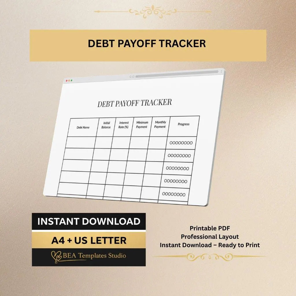 Debt Payoff Tracker, Debt Snowball Planner, Budget Organizer A4 US Letter