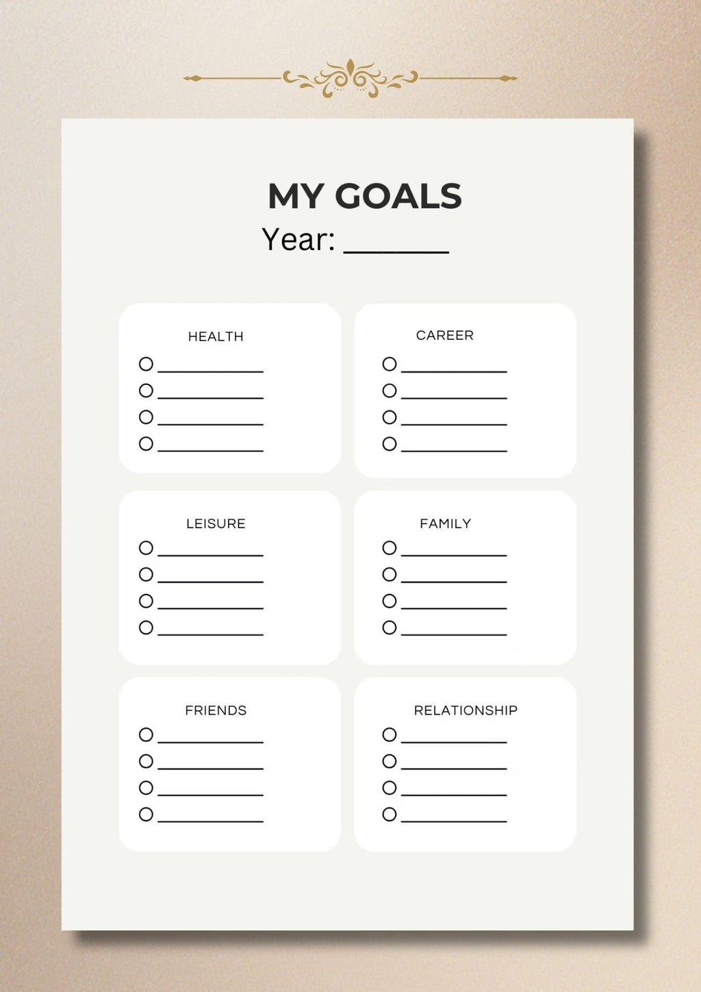 Minimalist Goal Planner Worksheet: Life Goals Tracker PDF Download