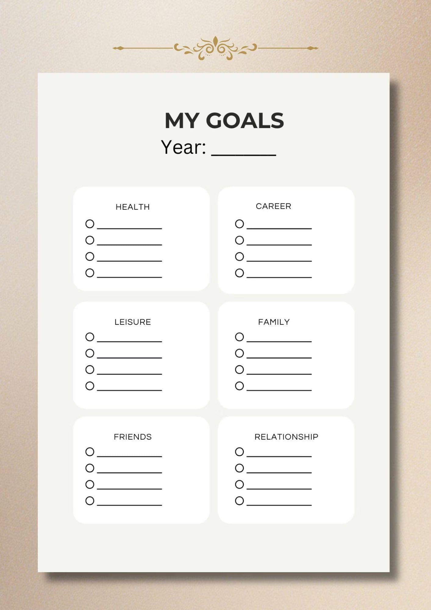 Minimalist Goal Planner Worksheet: Life Goals Tracker PDF Download