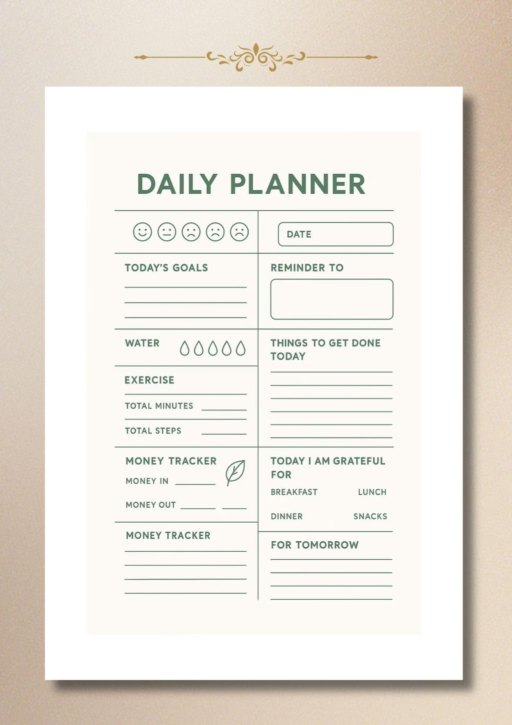 Minimalist Daily Planner Printable  A4 US Letter To-Do List PDF