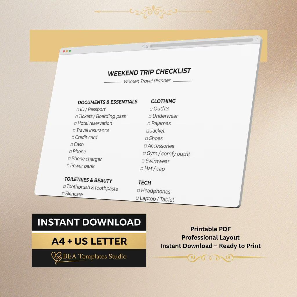 Family Travel Checklist Bundle 3 Packing Lists Weekend Trip Vacation Planner Printable PDF