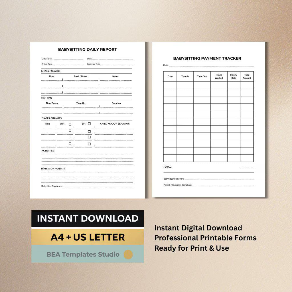 Babysitting Forms Bundle, Nanny Documents, Childcare Templates, Caregiver Organization (Printable PDF)