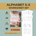 Alphabet Handwriting Worksheets S-X | Animal Letter Tracing Practice (Digital Download)