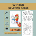Winter Coloring Book for Kids Ages 3–6 40 Pages Animals and Activities Printable PDF