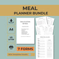 Weekly Monthly Meal Planner Bundle: Kitchen Food Tracker (A4 US Letter)