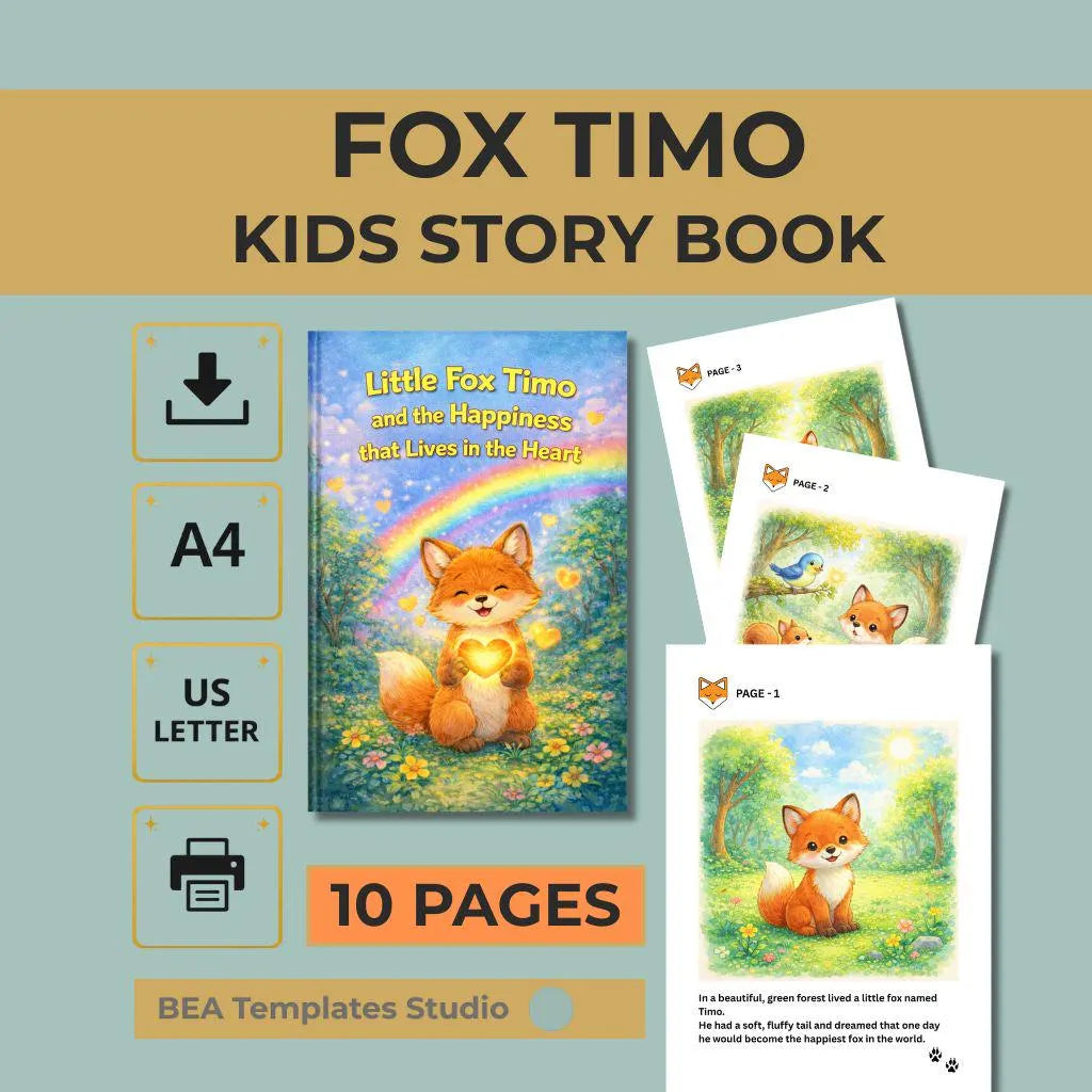 Little Fox Timo Children's Picture Book – Kindness, Emotions Story (Digital Download)