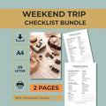 Weekend Trip Checklist Bundle (2 Packing Lists), Travel Planner PDF (A4 US Letter)
