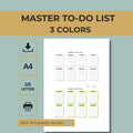 Master To Do List Printable PDF 3 Color Versions A4 US Letter Task Planner