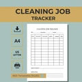 Cleaning Job Tracker Printable PDF, Client Log, Service Planner, Business Organizer A4 US Letter