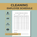 Cleaning Employee Schedule Printable PDF, Staff Work Planner, Shift Organizer A4 US Letter