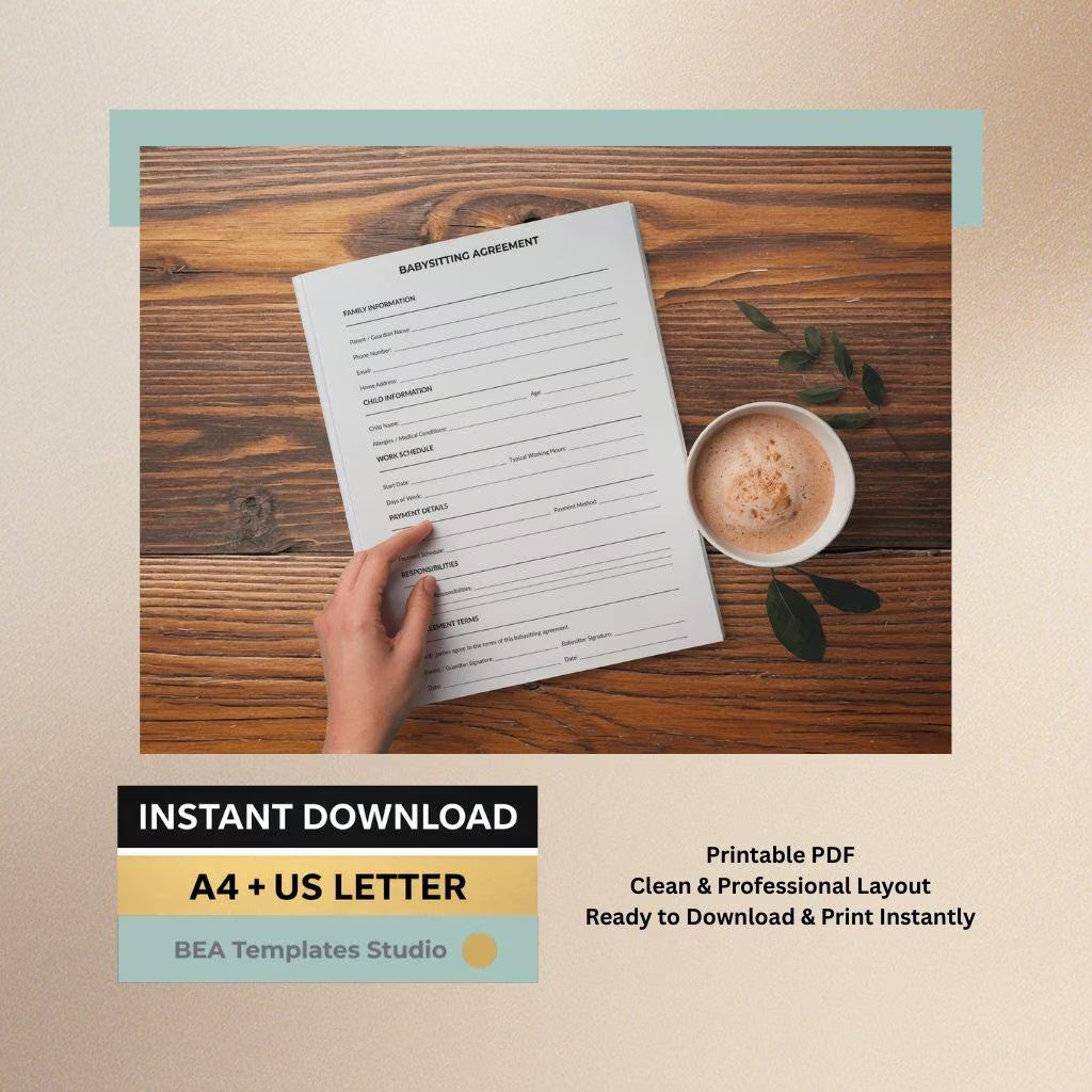 Babysitting Forms Bundle, Nanny Documents, Childcare Templates, Caregiver Organization (Printable PDF)