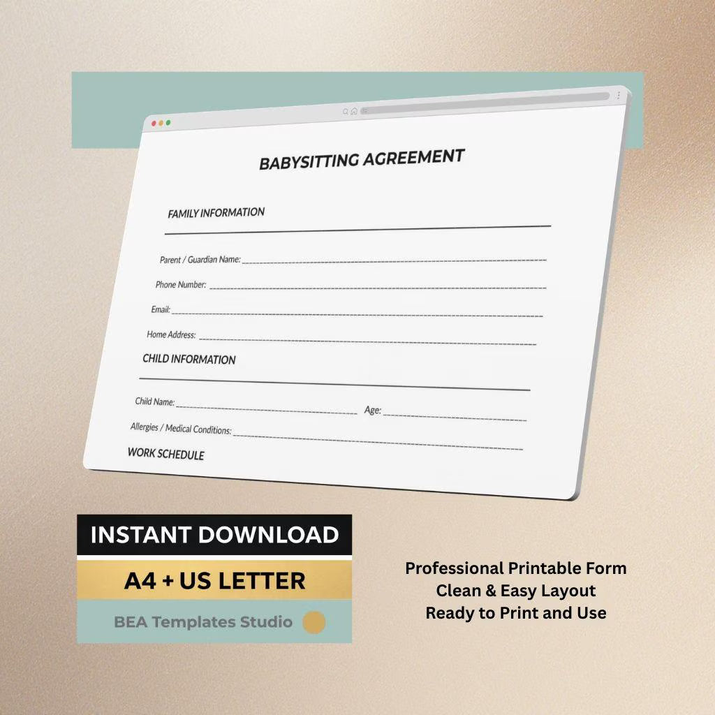 Babysitting Forms Bundle, Nanny Documents, Childcare Templates, Caregiver Organization (Printable PDF)