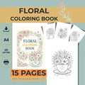 Flower Coloring Pages Printable Floral Coloring Book PDF 15 Designs A4 US Letter