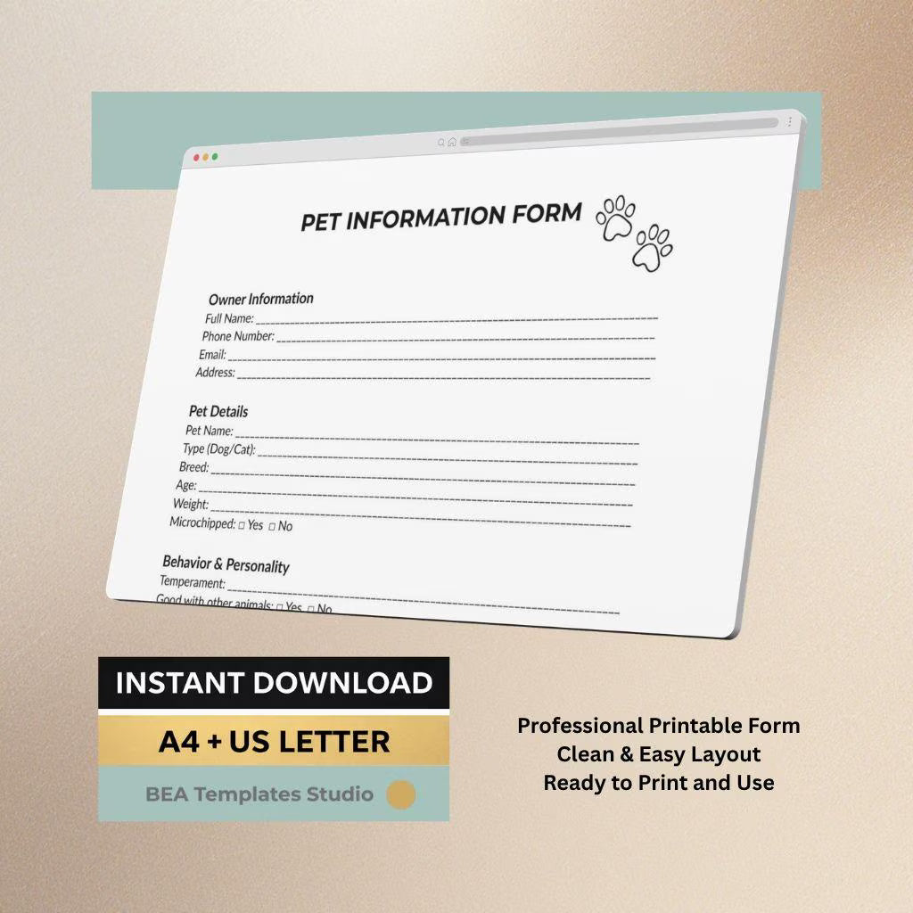 Dog Health Record Printable, Pet Medication Tracker, Vet Log, Pet Care Checklist Bundle PDF