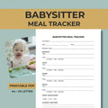 Babysitter Meal Tracker Printable, Child Food Log, Nanny Daily Sheet (PDF Download)