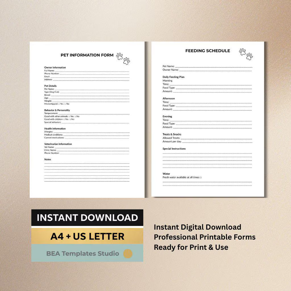 Dog Health Record Printable, Pet Medication Tracker, Vet Log, Pet Care Checklist Bundle PDF
