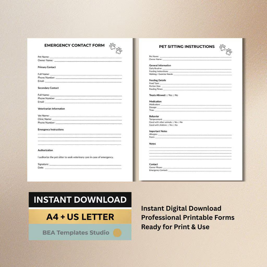 Dog Health Record Printable, Pet Medication Tracker, Vet Log, Pet Care Checklist Bundle PDF