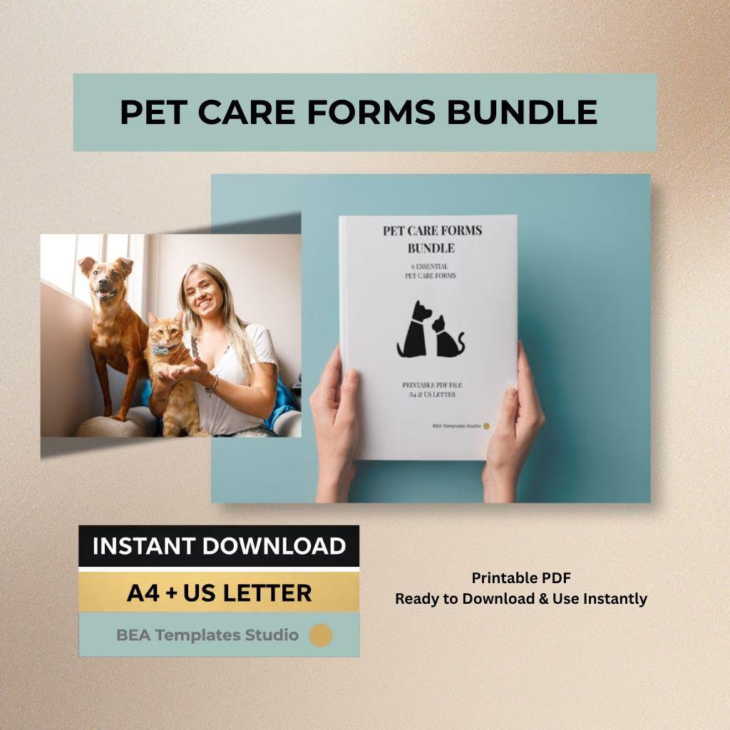 Dog Health Record Printable, Pet Medication Tracker, Vet Log, Pet Care Checklist Bundle PDF