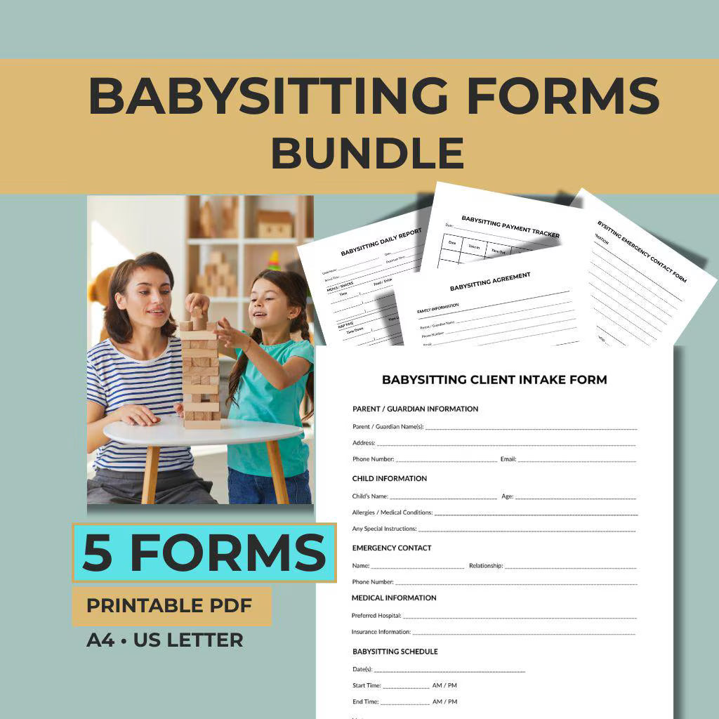 Babysitting Forms Bundle, Nanny Documents, Childcare Templates, Caregiver Organization (Printable PDF)