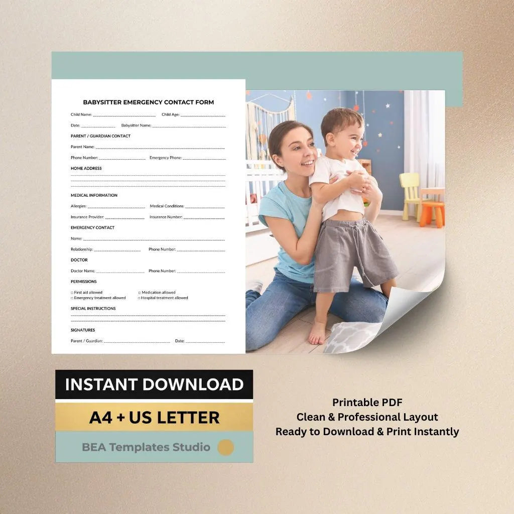 Babysitter Daily Report Printable, Nanny Log Book, Childcare Forms, Babysitting Checklist PDF Bundle