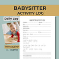 Babysitter Activity Log, Child Tracker Sheet, Nanny Record, Daycare Report, Printable PDF