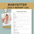 Babysitter Daily Report Printable PDF, Childcare Log, Nanny Record, Daycare Sheet A4 US Letter