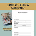 Babysitting Agreement Printable, Nanny Contract Template, Childcare Terms Sheet (A4 US Letter)