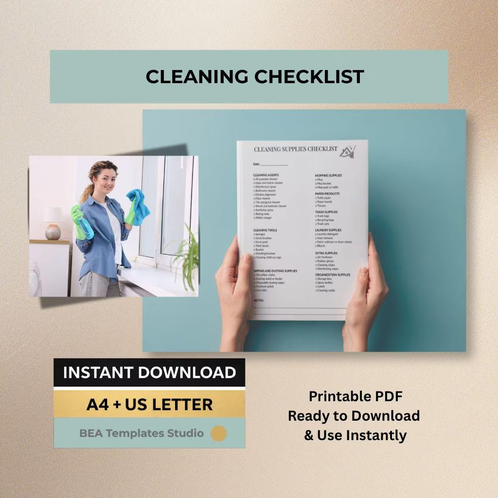 Cleaning Checklist Bundle, Printable Cleaning Planner PDF, Daily Weekly Monthly Schedule, Home Organizer